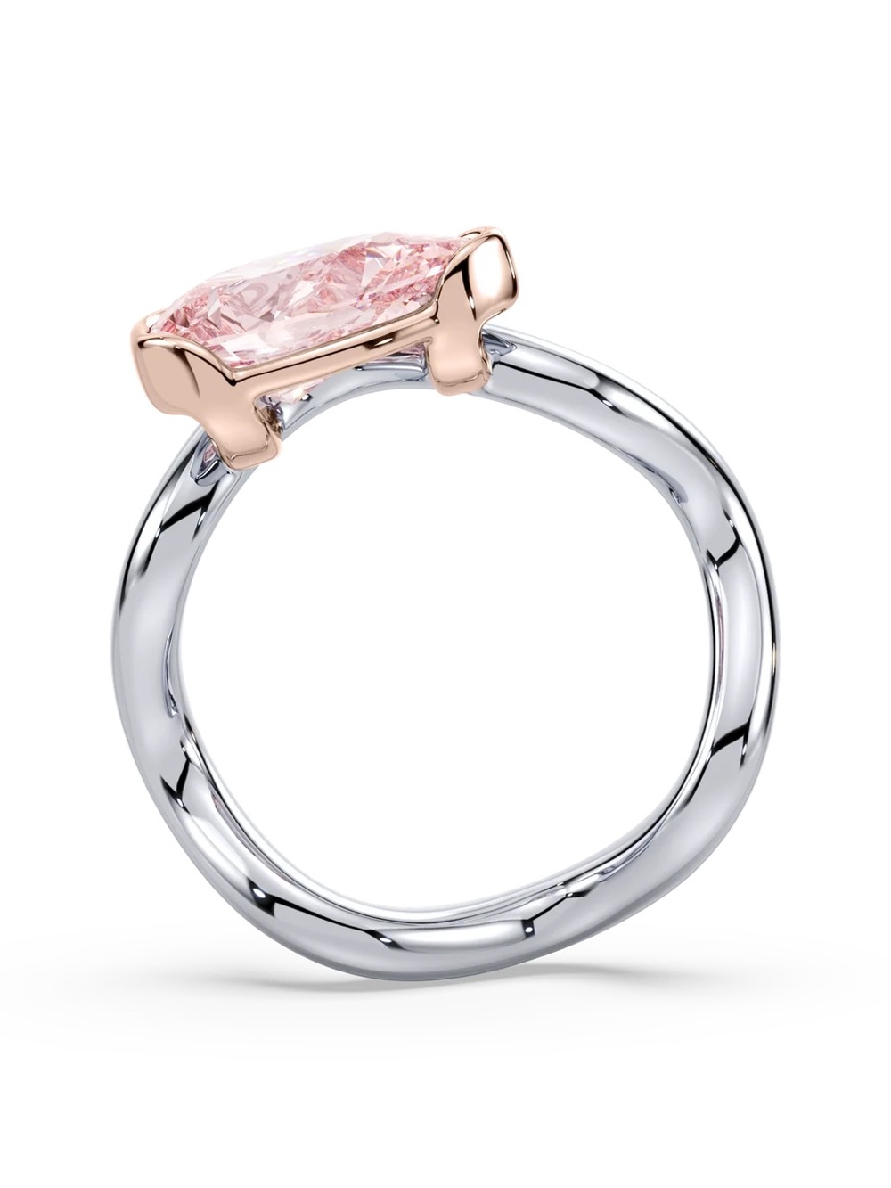 SETTE Coquette Two Toned Pink Pear Pinky Ring Size 4 - Picture 3 of 15